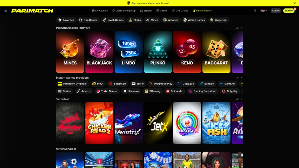 Juegos instantáneos del casino de Parimatch