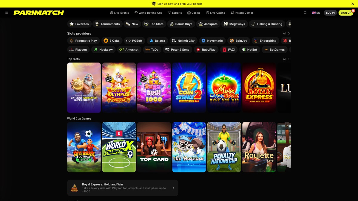 Tragamonedas del casino de Parimatch